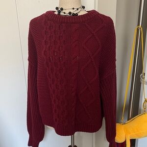 Free People Dream Cable Crewneck Sweater size M